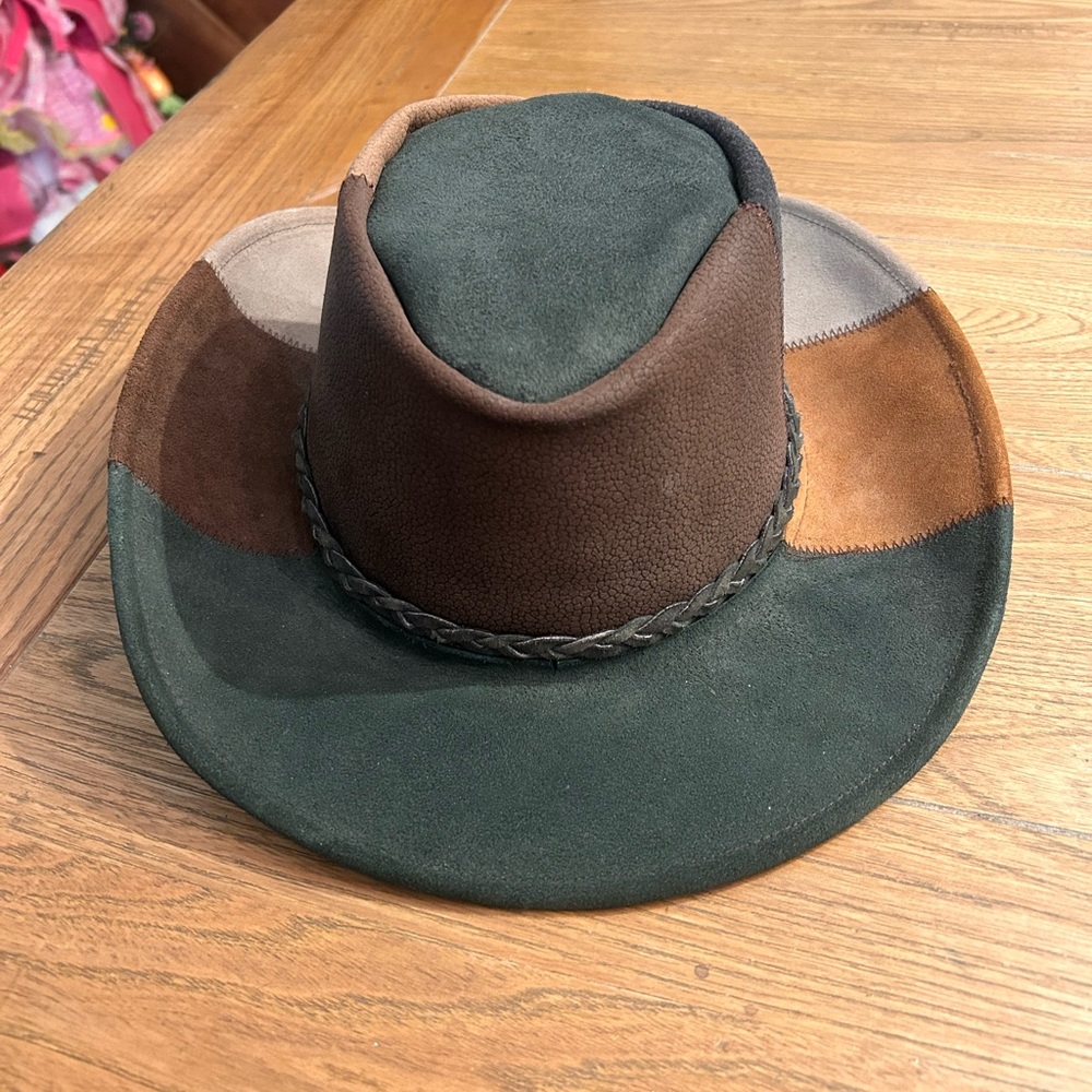 Multicolor Suede Patchwork Hat Size Small Unisex - image 1